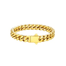 U7 Mens Gold Cuban Chain Bracelets 9mm for Boyfriend Valentine Bracelet Men Stainless Steel Curb Chains Bracelt 23cm