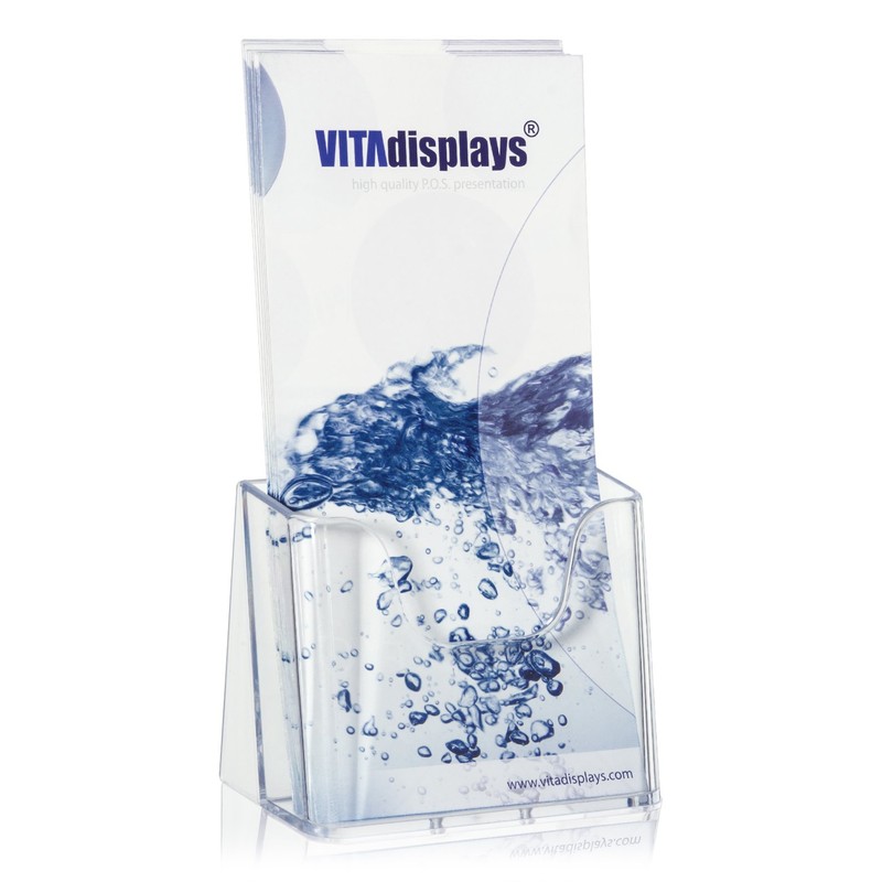 VITAdisplays DIN lang DL Table Brochure Stand as Transparent Flyer
