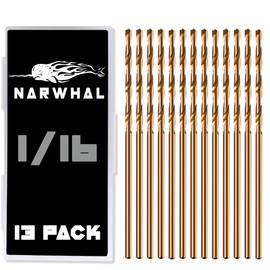 1/16" Inch Cobalt Drill Bits - 13 Pack of M35 Cobalt Drill Bits with Storage Case - Perfect Drill Bits for Metal, Hardened & Stainless Steel, Cast Iron, and More!