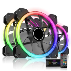 EZDIY-FAB New Dual Ring 120mm RGB LED Case Fan, 5V Motherboard Sync, Speed Adjustable, RGB Sync Fan, Fan Hub X Remote-3pcs 1 Set