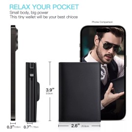 AS World Mens Genuine Leather Wallet, AirTag Wallet w/ RFID Blocking, Credit Card Wallet