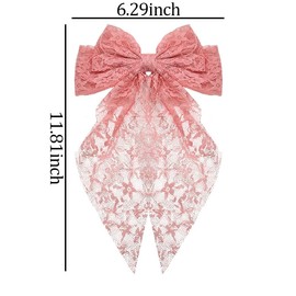 Large Bow Hair Clips Pink Hair Ribbon Bows Barrettes Bowknot Clips with Long Tail Oversized Bows Clips Bowknot Hairpin Ribbons for Women Black Bow Accessories