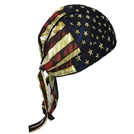 Vagabond Joes Rustic Distressed USA American Flag Design Biker Head Wrap Durag Doo Rag Headwrap America USA Patritoic