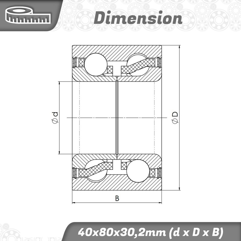 Parts and Parts Angular Contact Ball Bearing 3208/5208 C3 40