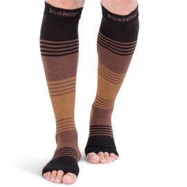 Doc Miller Open Toe Compression Socks for Women & Men – 20–30 mmHg Knee High Compression Socks for Swelling, Varicose Veins, Travel & Nurses – Toeless Wide Calf Support, Leg Pain & Circulation-1 Pair