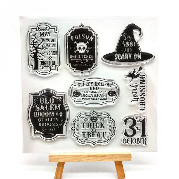 NZJ Happy Halloween Scary Clear Stamp Background Transparent Silicone Stamp