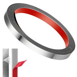 Zierleiste Silber Edelstahlband Selbstklebend 6M X 10MM Metallstreifen Zierleisten Selbstklebend Blechstreifen zum Abziehen und Aufkleben Wasserdichte für Wand Tür Möbel Spiegelrahmen Decke Kamin Auto