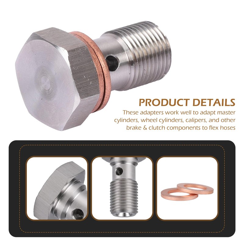 Zikefest M10x1.0 Metric Stainless Steel Single Banjo Bolt Brake Fitting