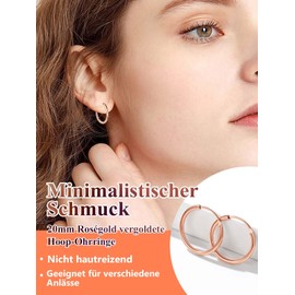 Silvora S925 Vintage Gypsy Women’s Hoop Earrings, Gold-Plated Hoop Earrings, Large Diameter Fashion Earrings, 925 Sterling Silver Women’s Hoop Earrings, Silver