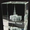 Ringmasters Crystal Cube Desk Decor LDS Temple Paper Weights for Office Desk | Christian Home Decor, (Houston Texas)