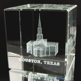 Ringmasters Crystal Cube Desk Decor LDS Temple Paper Weights for Office Desk | Christian Home Decor, (Houston Texas)