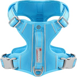 BARKBAY Dog Harness No Pull with ID Tag Pocket - Heavy Duty, Reflective, Easy Control for Large Dogs(Blue,M)