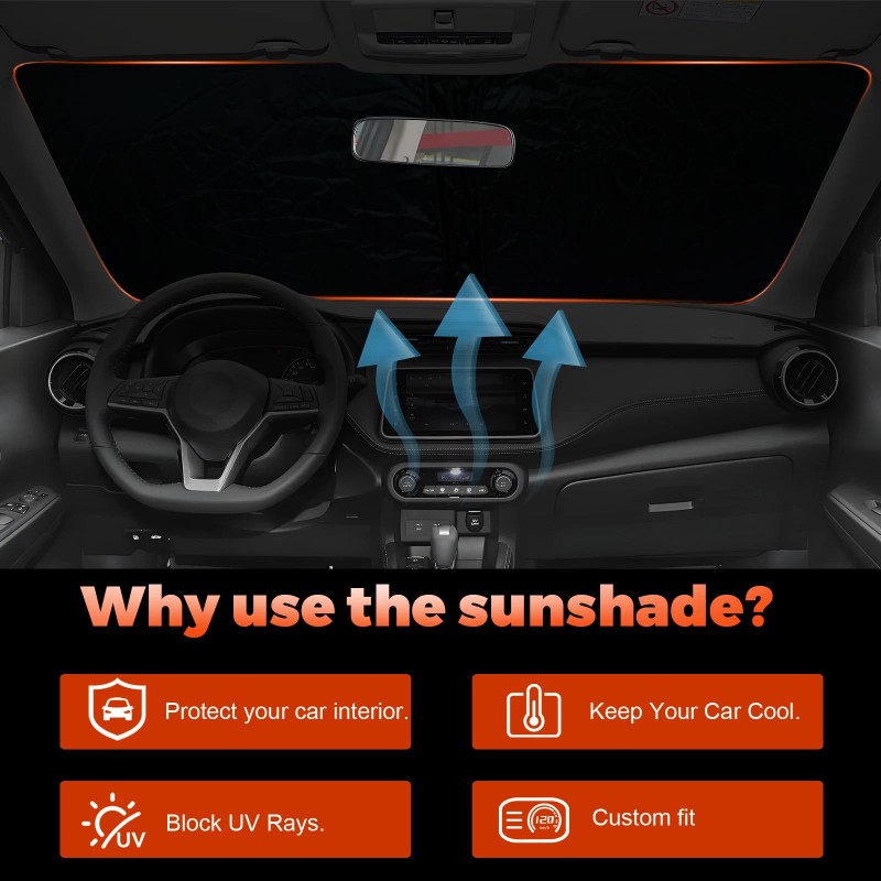 JJMY For Nissan Kicks 2018-2025 Front Windshield Sun Shade UV