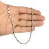 Sterling Silver Rhodium Plated Diamond Cut Rope Chain Necklace, 2.9mm,