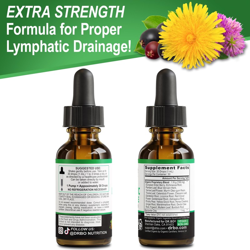 Lymphatic Drainage Supplements Drops - Organic Lymphatic Support Liquid Drops