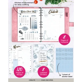 molekaus Recipe Book ，Blank Recipe Book to Write in Your Own Recipes，Recipe Notebook for Family Cooking， Removable Hardcover 7" x 10"Recipe Journal with 160 Pages - Pink