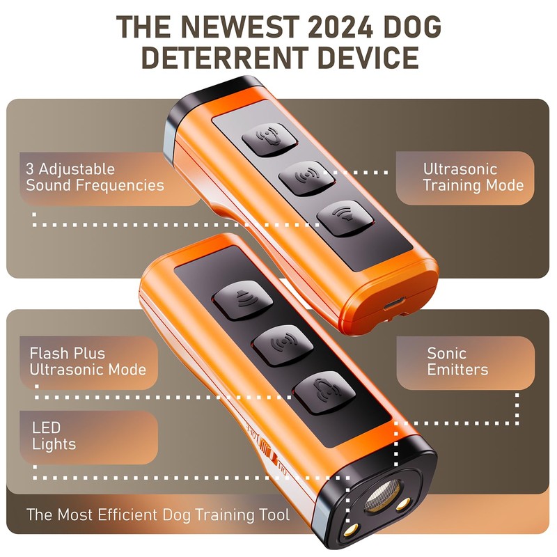 2 Pack Dog Bark Deterrent Devices, Rechargeable Anti-Barking Device for