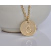 HUAN XUN Stainless Steel Stamped Script Disc Initial Pendant Necklace