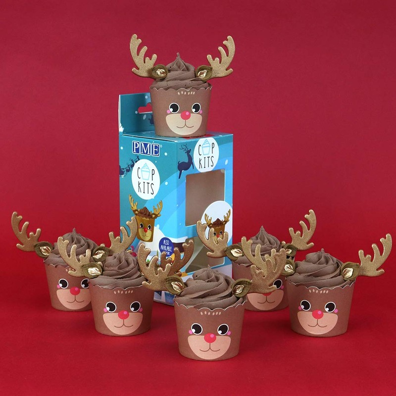PME Cupcake Decorating Kit with Edible Toppers, Reindeer