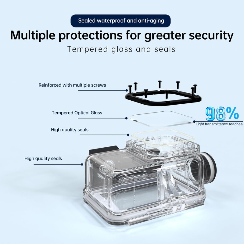 Suptig Waterproof Case Compatible for DJI Action 5/4/3, Waterproof Up