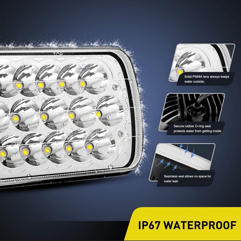 Nilight - 20015H LED Headlights 2Pcs 45w 7x6 5x7 Rectangular