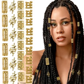 40pcs Gold Hair Cuffs for Braids, Gold Hair Jewelry, Jewelry for Hair Dreadlocks, Adjustable Hair Rings Braid Clips, Braid Jewelry Hair Braid Accessories Hair Cuffs for Women Girls （4 styles gold)