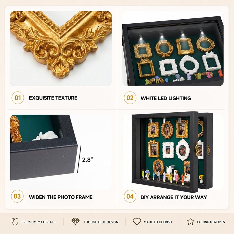 DIY Mini Museum Silhouette Box Frame Set with 8pcs Figurines