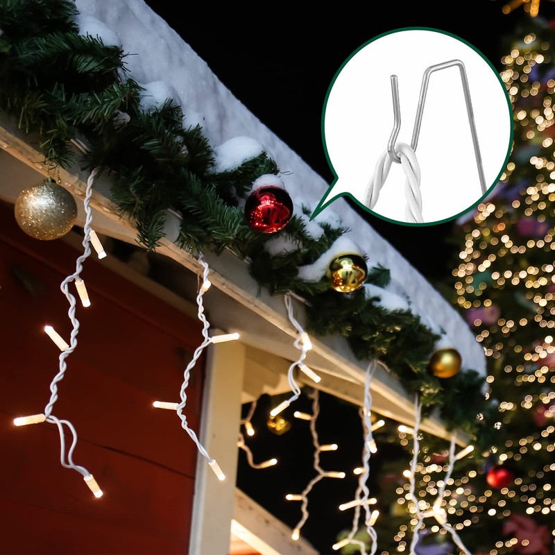 60-Count Metal Gutter Hooks for Outdoor Christmas Lights, Outside Lights