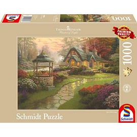 Schmidt Spiele 58463 Jigsaw Puzzle 1,000 Pieces Thomas Kinkade House with Fountain