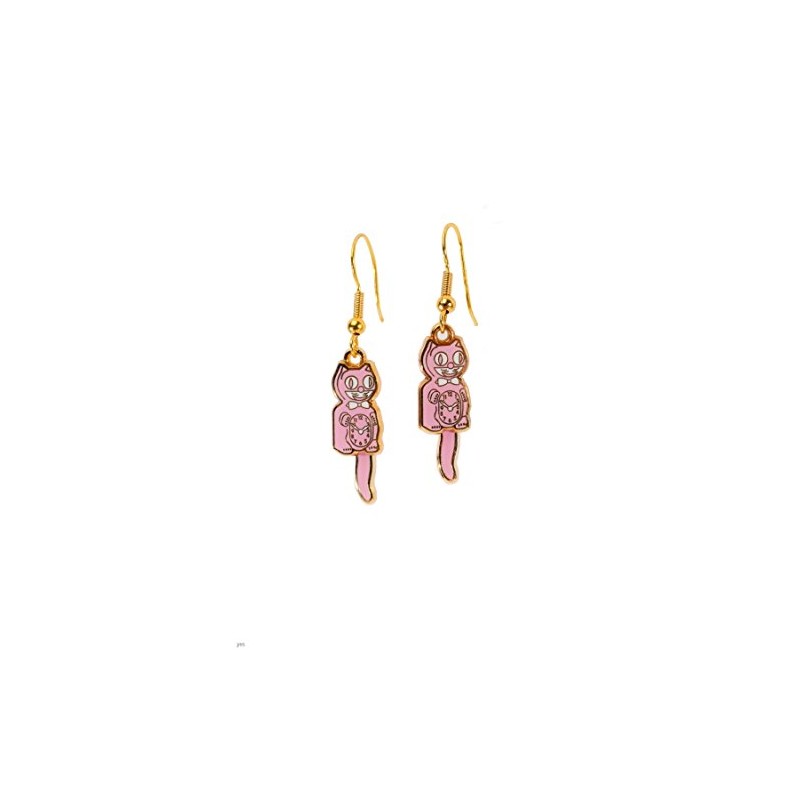 Kit Cat Klock Earrings (Pink & Gold Hook)