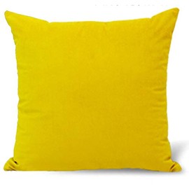 TangDepot Blend Linen Handmade Solid Decorative Throw Pillow Covers/Pillow Shams, Thick and Soft Square Pillow Covers, Cushion Covers, Pillowcase - (22"x22", Yellow)