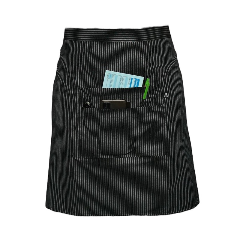 Zittro Medio Mandil/Delantal Chef (Negro con blanco, Mediano)