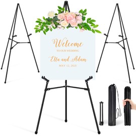 VAIIGO 3Pcs Easel Stand for Sign - 63" Display Easel for Wedding Sign Stand Poster Stand, Lightweight Poster Easel for Painting, Folding Portable Easel Stand with Carrying Bag, Black