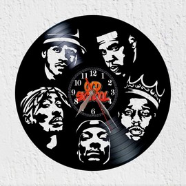 Vinyl Record Clock VINY WOODY Rap Stars Old School Clock New Wall Decoration Music Hip Hop Rap Vinyl Disco Clock Original Gift