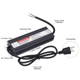 Hanbaak LED Driver 200 Watts Waterproof IP67 Power Supply Transformer Adapter 97V-265V AC to 12V DC Low Voltage Output for LED Light, Computer Project, Outdoor Light