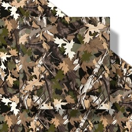 RUSPEPA Woodland Camo Wrapping Paper Roll for Men, Mini Roll, Hunting Forest Camouflage Design Gift Wrap Paper Perfect for Birthday, Military-Themed Party, Veterans Day, Outdoor, 17 Inches x 16.4 Feet