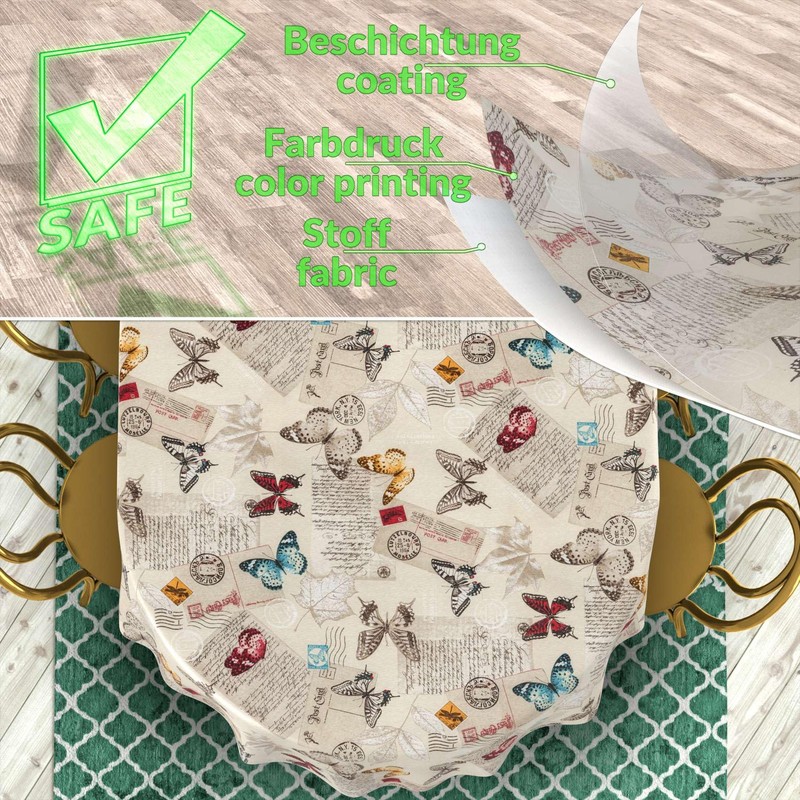 Fabric Tablecloth Washable Table Linen Tablecloth Cotton Polyester Butterflies Oval