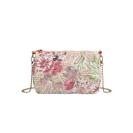 Verdusa Women's Floral Sequin Shoulder Bags Zipper Chain Strap Elegant Evening Handbag, Multicolor, One Size