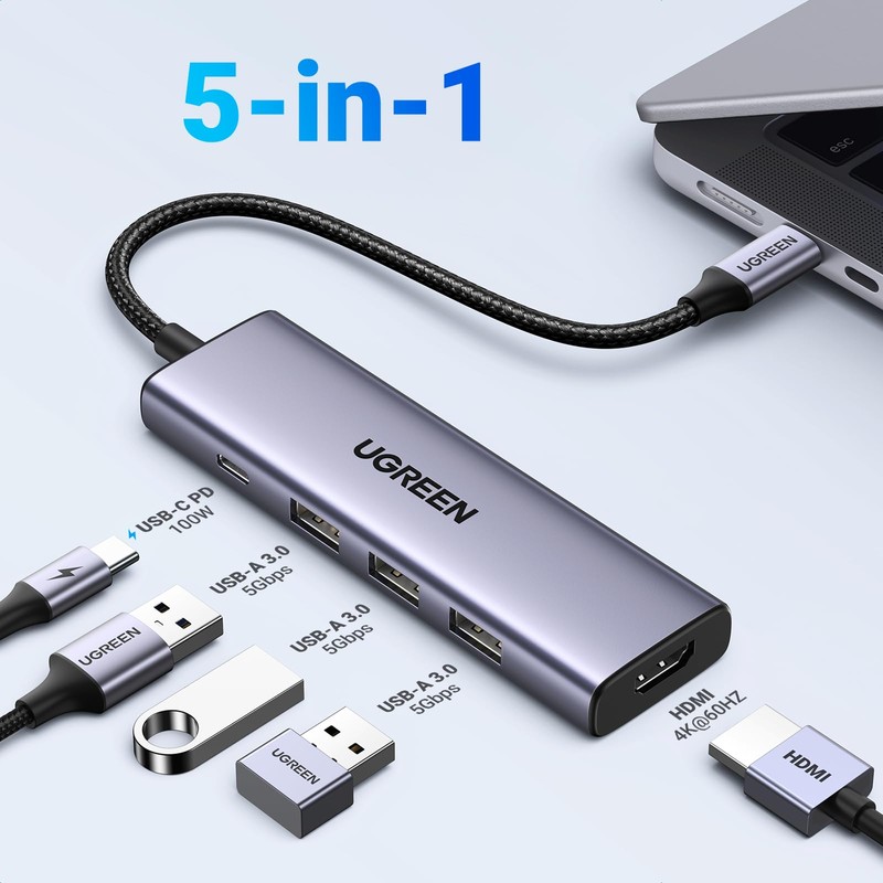 UGREEN 5-IN-1 USB C HUB 100W PD Rapid Charge Type-C