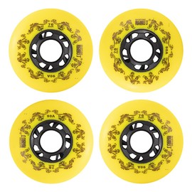 4-Pack Inline Skate Wheels Outdoor 90A Freestyle Durable Tire72mm 76mm 80mm for Choose Hockey Roller Blades Replacement Wheel (76MM, Yellow)