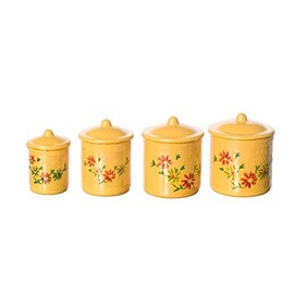 International Miniatures by Classics Dollhouse Miniature Canister Set, 4 with Removable Lids, Yellow #IM65306