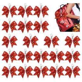 Aileam Cheer Bow Keychain with Glitter Rhinestones & Sequins for Girls' School & Senior Cheer Bow Accessories for Teen Softball & Football Cheerleaders