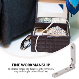 Yardwe Jewelry Box Hinges 10PCS 90 Degree Jewelry Box Hinges, Side Rail Hinges Mini Wooden Box Chest Case Hinges Cabinet Hardware (Silver) Box Hinges