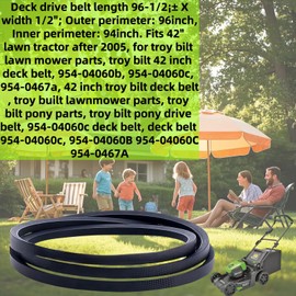 954-04060B 954-04060C 1/2" x 96 1/2" Deck Drive Belt for MTD Troy Bilt 954-04060C 754-04060B 754-04060C Compatible with Cub Cadet LT1042 LTX1040 LTX1042 Troy Bilt 42 Inch Deck Belt