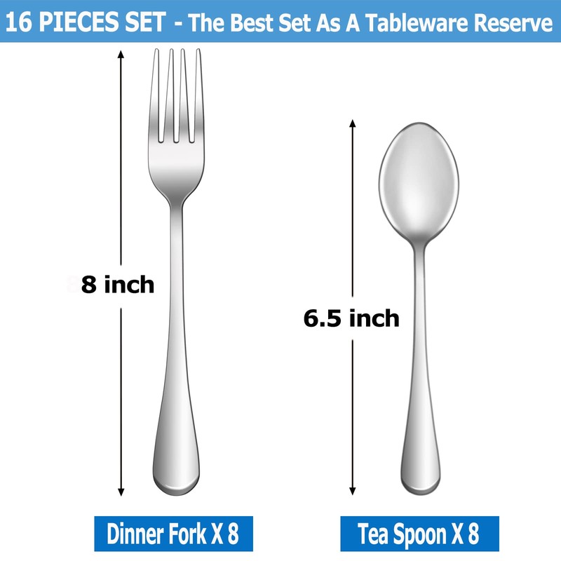 16 Pcs Forks and Spoons Silverware Set,Food Grade Stainless Steel