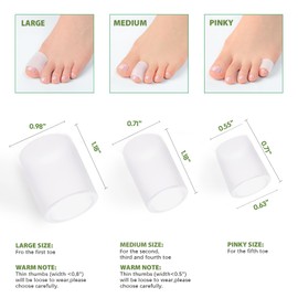 Bukihome Silicone Toe Protectors – 14 Pack Silicone Toe Sleeve for Hammer Toes, Corns, Calluses, Blisters – Soft Gel Protector Toe Cushions for Pain Relief (Clear, Pinky)