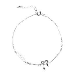 Iszie 925 Sterling Silver Simple Cute Bow Knot Bracelet for Gilrs Women