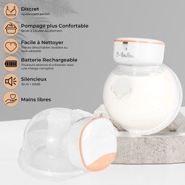 2 elektrische Milchpumpe, Freisprecheinrichtung, aus Silikon, mit langer Lebensdauer – 12 Stufen & 4 Modi – tragbare elektrische Milchpumpe – 24 mm Flansche + 4 Flanscheinsätze (19/21 mm), BPA-frei, 2