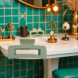 Green Solid Hair Claws Large Clips Strong Hold Big Claw Barrettes Hair Accessories for Women Girls Thick Thin Long Hair No Slip Square Hairpin