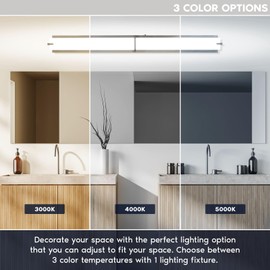 LUXRITE 48 Inch LED Vanity Lights Brushed Nickel Bathroom Light Fixtures 3CCT Selectable 3000K 4000K 5000K Modern Vanity Light Bar Over Mirror 40W 2800 Lumens Dimmable Damp Rated ETL Listed